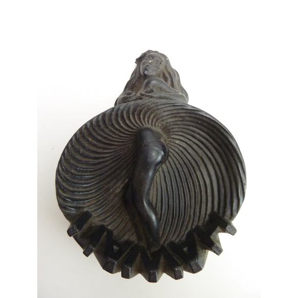 Vintage Tiki Hula Girl Hawaii Black Lava 1974 mcm Catchall Dish - Picture 2 of 4